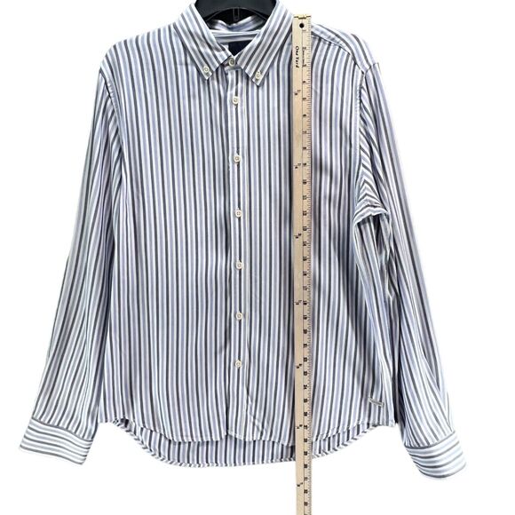 Scotch & Soda Shirt Mens L Blue White Stripe Viscose Button Down Classic Preppy - Picture 3 of 15